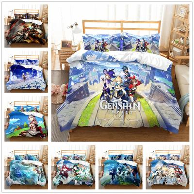 Pop Game Genshin Impact Bettbezug-Set UK Einzel-, Doppel-, Queen-Size-, US-Twin-, Full- und King-Size-Bettwäsche mit Tiermotiv