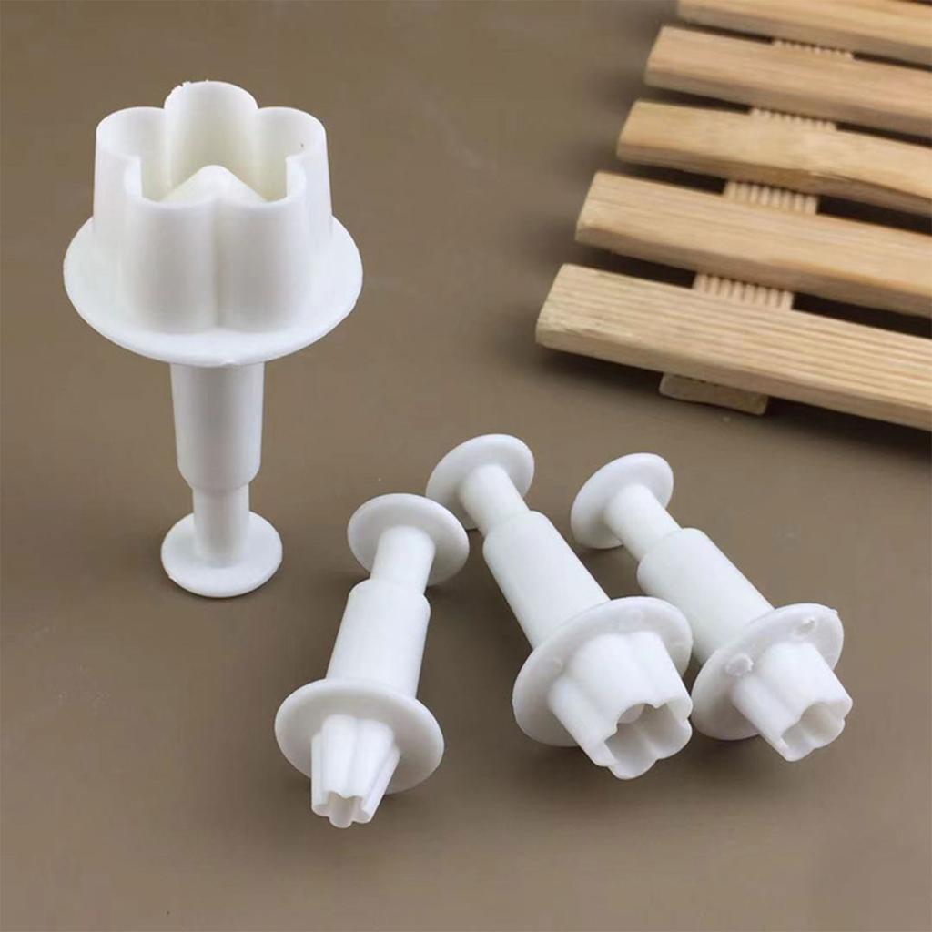 4Pcs/Set Flower Plunger Fondant Cutter Sugarcraft Cake Decorating Tools DIY Cookie Stamper Baking Accessories Round