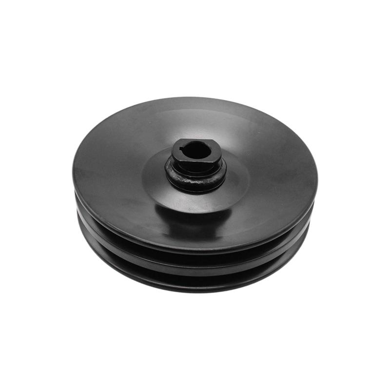 Black Double Groove Power Steering Pump Pulley Key Way Parts For GM SBC BBC Chevy 350 454