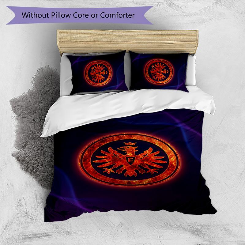 Set Lenzuola Stampato Calcio Eintracht Frankfurt 3 Pezzi, Comodo Set Copripiumino per Camera da Letto Delicato sulla Pelle