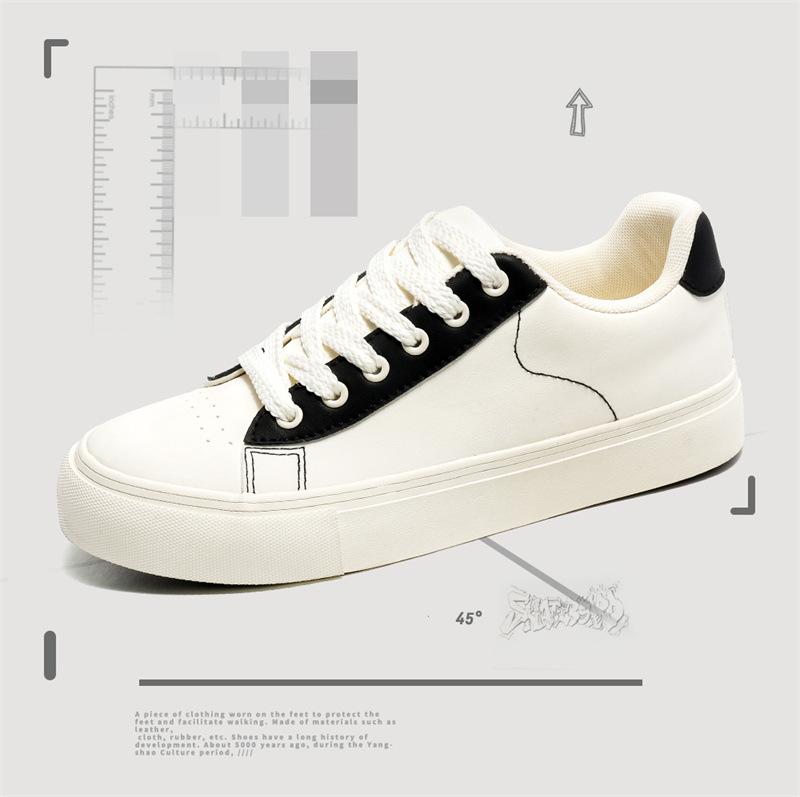 

2025 new low-top board shoes men s casual wear-resistant trend versatile sports little white lace-up Korean version men s shoes 1535 39 бежевый