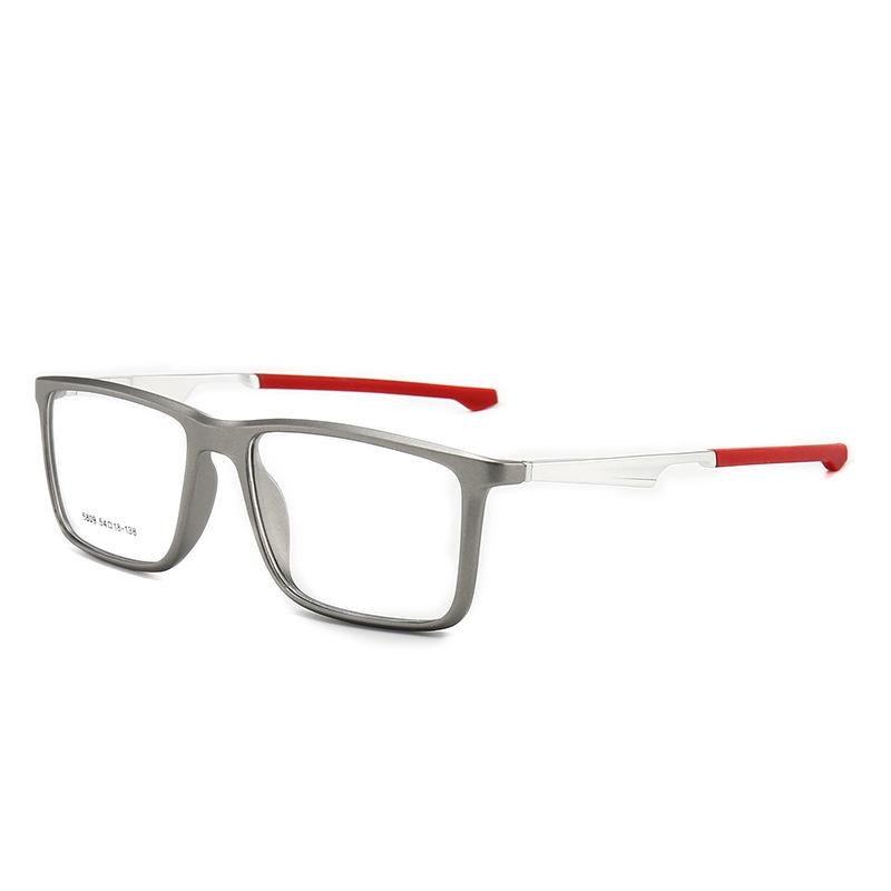 Men's Sports Style Square Eyeglass Frame - TR90, Aluminum-Magnesium, Anti-Blue Light Lenses, Myopia-Compatible (Model 5809)