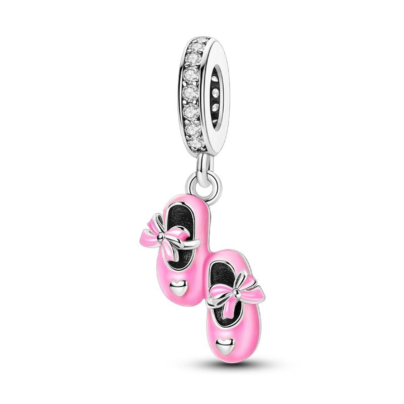 Shoe Charm Bead Components Copper Metal Ballet Dance Shoes High Heels Canvas Shoe Pendant Bead Components Compatible With Do It Yourself Bracelets