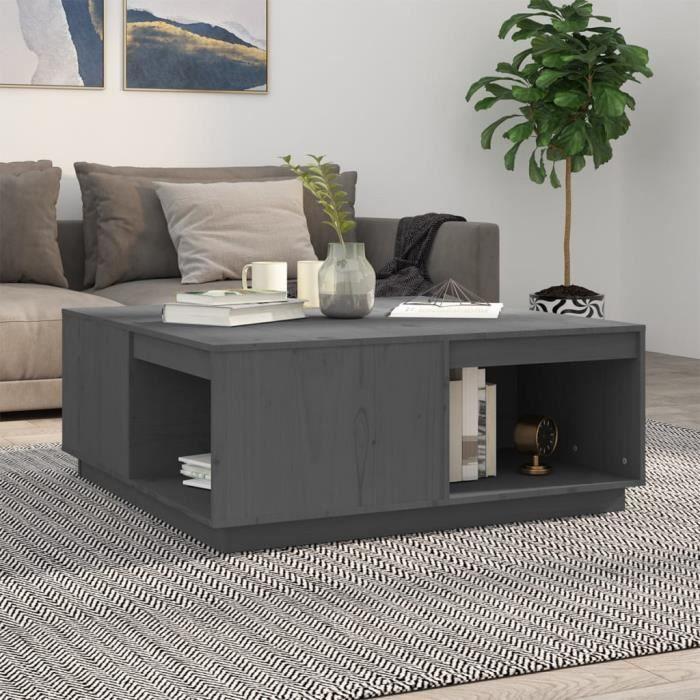 814521 vidaXL Table basse Gris 100x101x40,5 cm Bois massif de pin