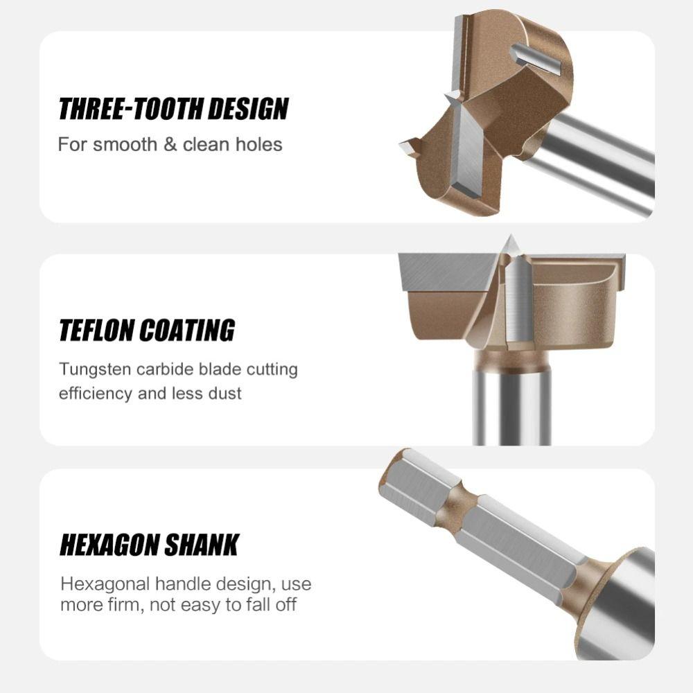 Double Edge Opener Hinge Boring Bit 10-50mm Hole Opener Tool DIY Expanding Drill Bit  1/4in Shank