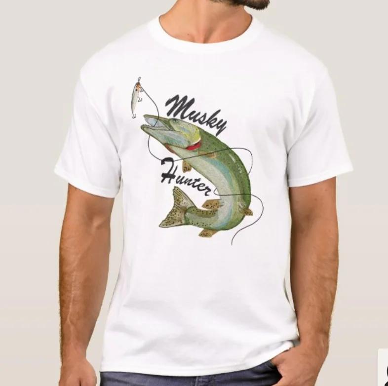 Musky Hunter Fishing Fisherman Angler Gift TShirt Summer Cotton Short Sleeve ONeck Mens T Shirt New S3XL S