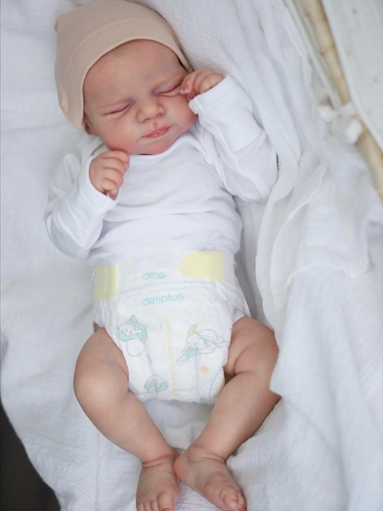 48 cm weiches Silikon schlafend lebensechte Reborn Baby Puppe mit 3D Haut mit sichtbaren Adern Spielzeug für Mädchen Stoffkörper Kid Art Bebe