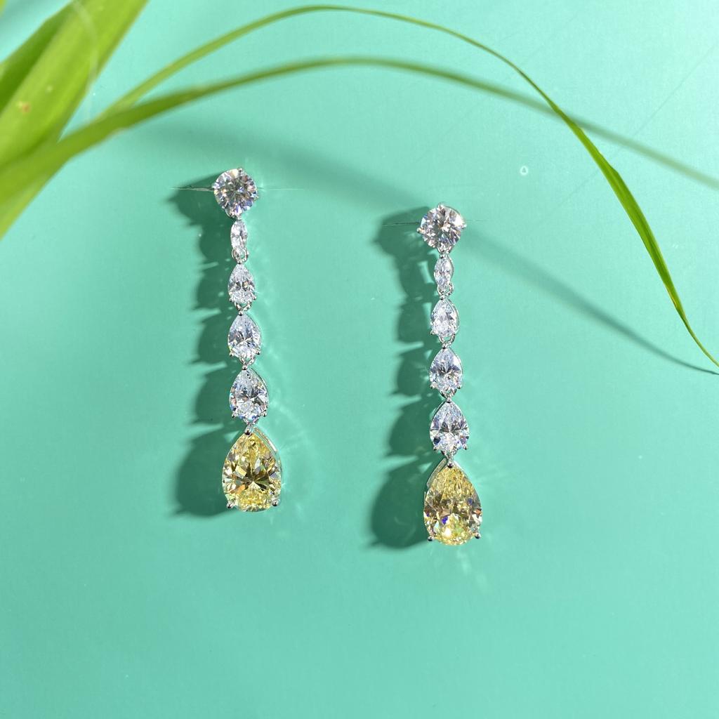 Gica Gema Luxury 100% 925 Sterling Silver 9*13 MM AAAAA Zircons Gemstone Party Long Drop Dangle Earrings For Women Fine Jewelry