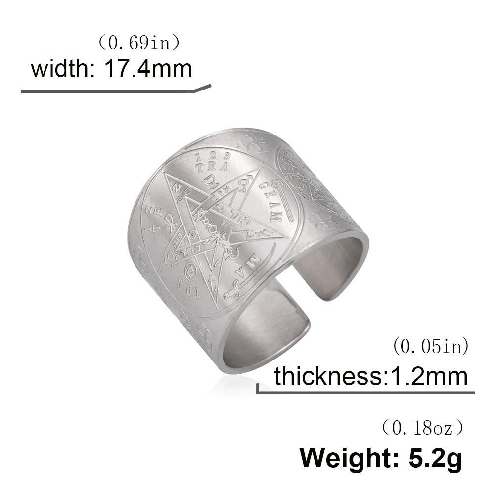COOLTIME Pentagram Men Ring Stainless Steel Tetragrammaton Amulet Solomon Wiccan Jewelry for Protection
