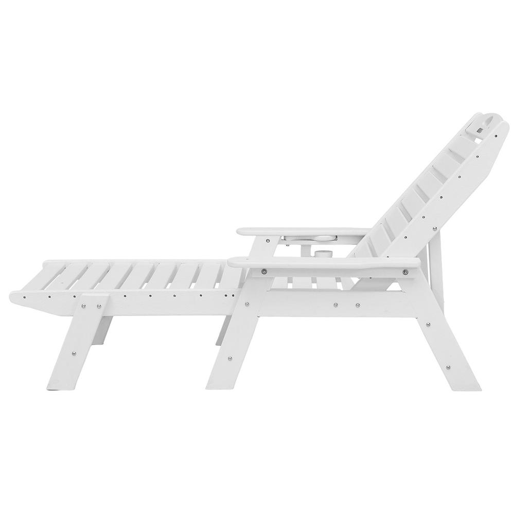 Chaise Lounge Chair, 181 kg Weight Capacity, 6 Positions Adjustable Patio Lounge Chair, Outdoor HDPE Lounge Chair with Backrest & Cup Holder, for Pool