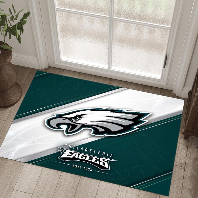 Philadelphia Eagles Design Kristall-Samt-Teppich Gemütlich Nicht?Rutschfester Teppich mit Aufdruck für Schlafzimmer Wohnzimmer Eingang