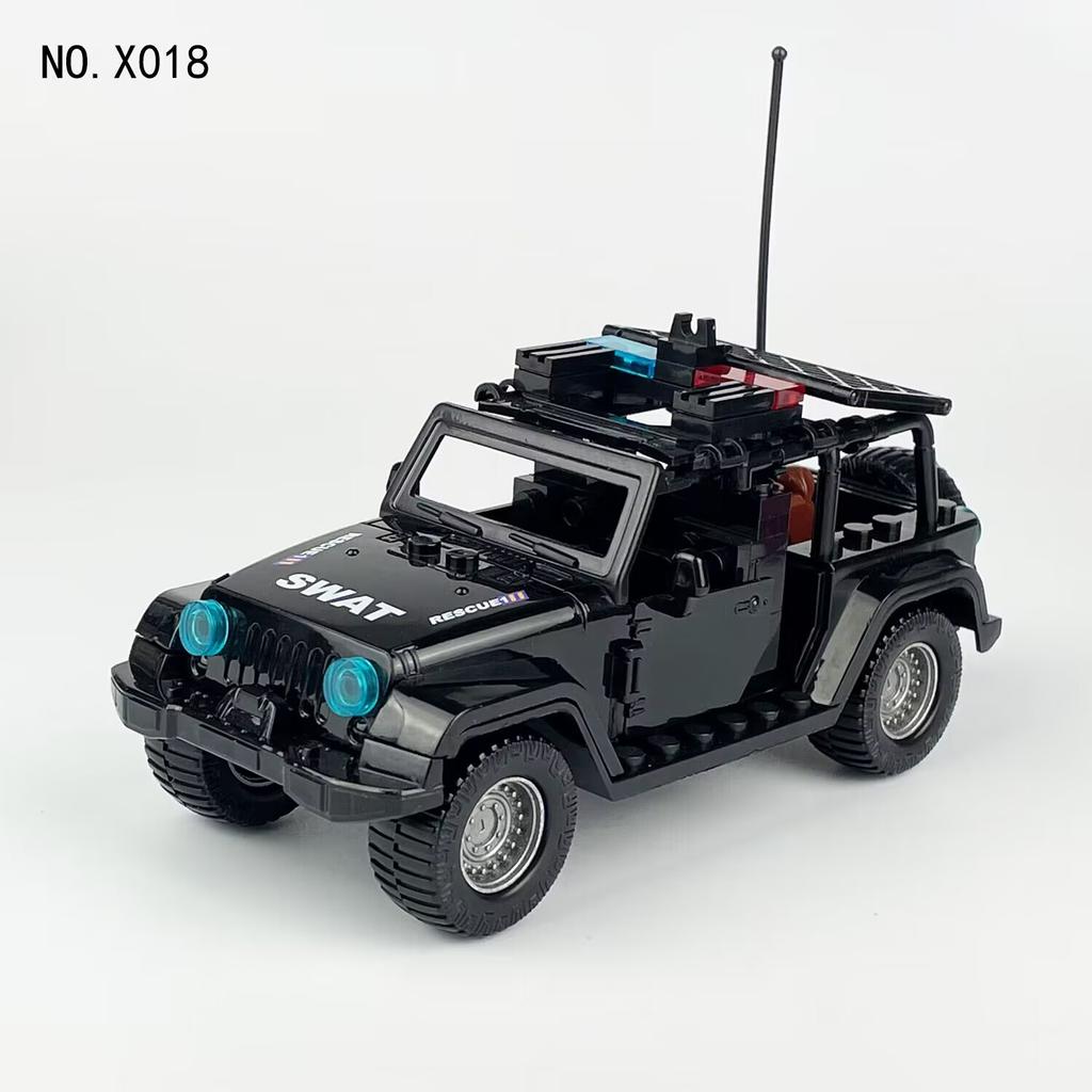 Six Off-Road Assault Fire Small Particle Patrol Car X016 Children'S Assembled Building Block Toy
