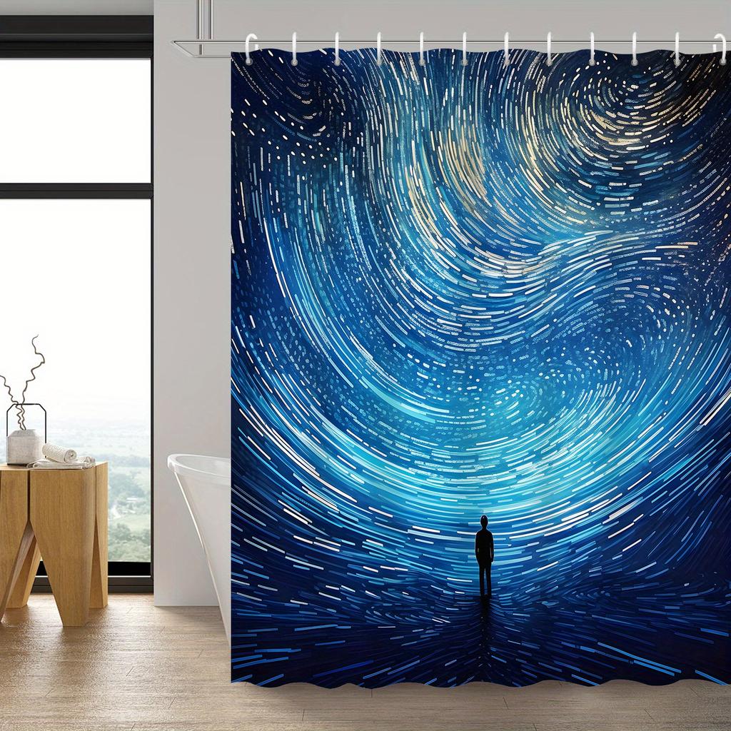 Starry Night Sky Waterproof Shower Curtain For Modern Bathroom Decor, Stylish And Durable, Perfect For Home Use