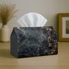 1pc Party Tissue Box, Luxury Abstract Modern, Multifunctional Tissue Holder, Marble Crack Golden Dark, Outdoor Party Supplies, Everyday Desktop Tissue
