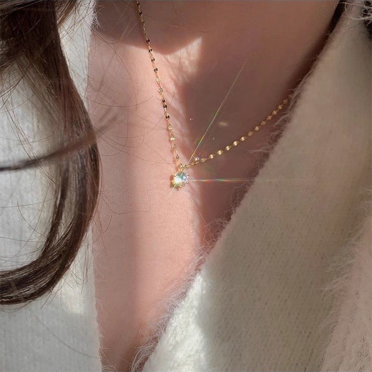 Crystal Shine Six Claw Drill Necklace For Women Wedding Jewelry Minimalism Girls Neck Chokers