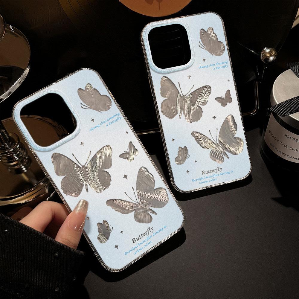 Feather Luster Phone Case for Samsung A53 A14 A33 A12 A32 S24 S23 Plus S20 S21 FE for iPhone 17 15 16 13 Pro 17 16 Pro Max Butterfly Bow Phone Case