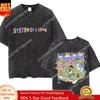 Gewaschenes Vintage-T-Shirt von System of A Down für Herren und Damen, Baumwolle, hochwertige Kurzarm-T-Shirts für Herren, Rockmusik-Band, Cartoon-Grafik-T-Shirts
