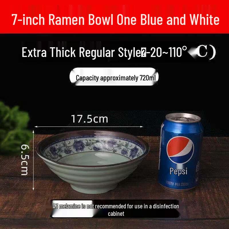 Jijun Melamine Blue & White Ribbed Bowl