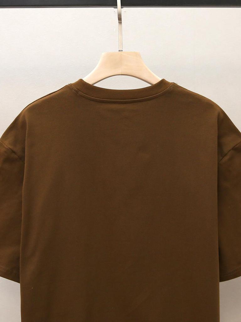 High-End Women's Autumn French Casual Printed Crew Neck T-Shirt