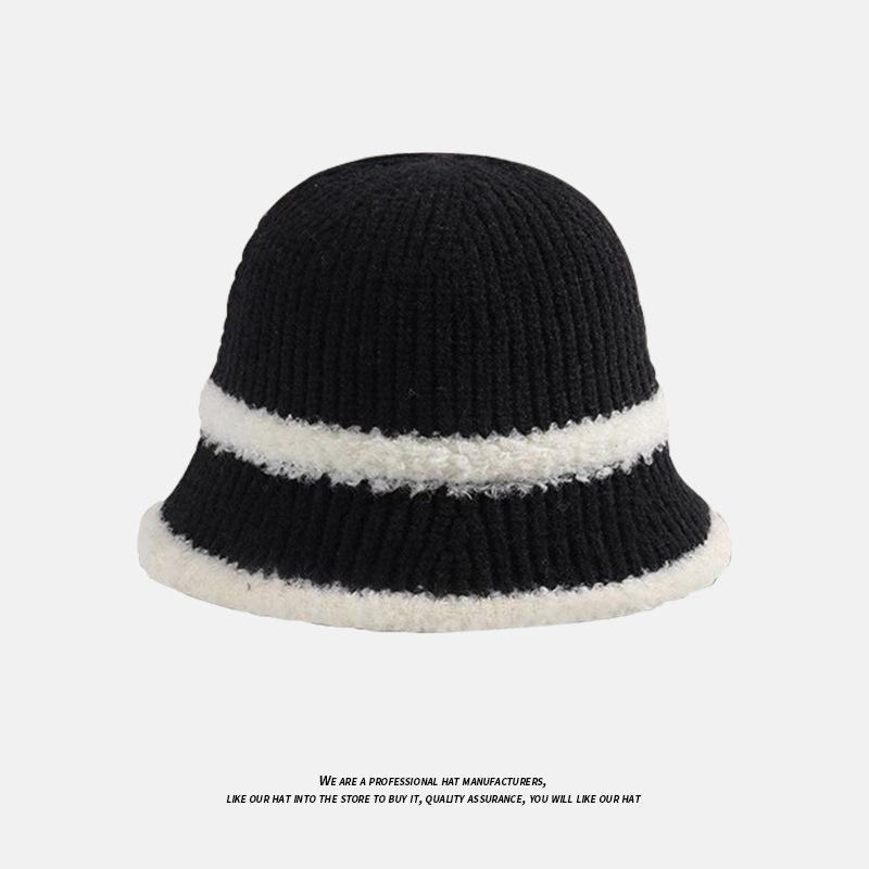 Warm Hat for Women Japanese Style Simple Solid Color Knitted Fisherman Hat Showing Face Small Chenille Casual Ear Protection Basin Hat