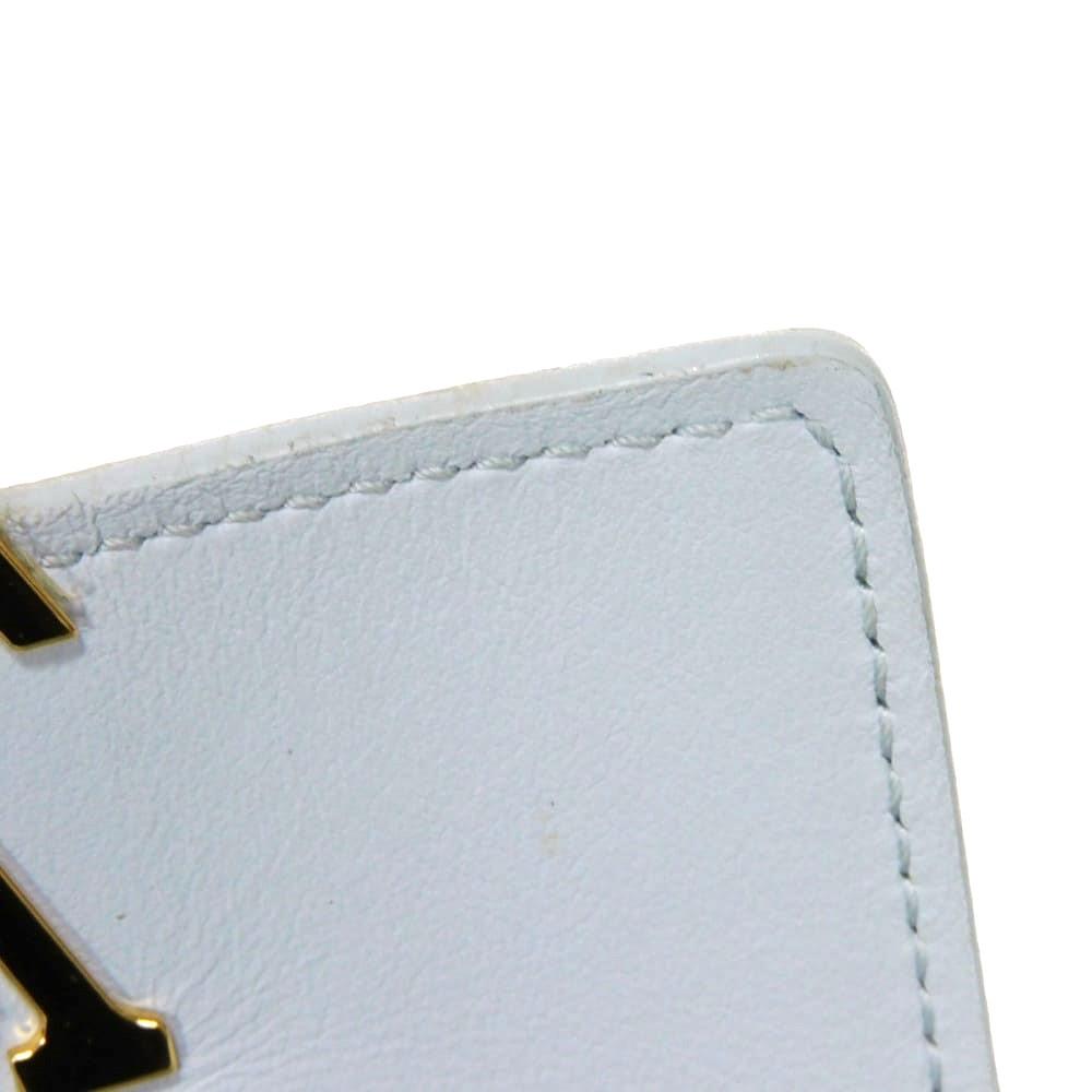 Used 12564 Portefeiulle Capucines XS M69061 7942 LV Logo Pastel Light Blue Japan Exclusive Taurillon Clemence Blue