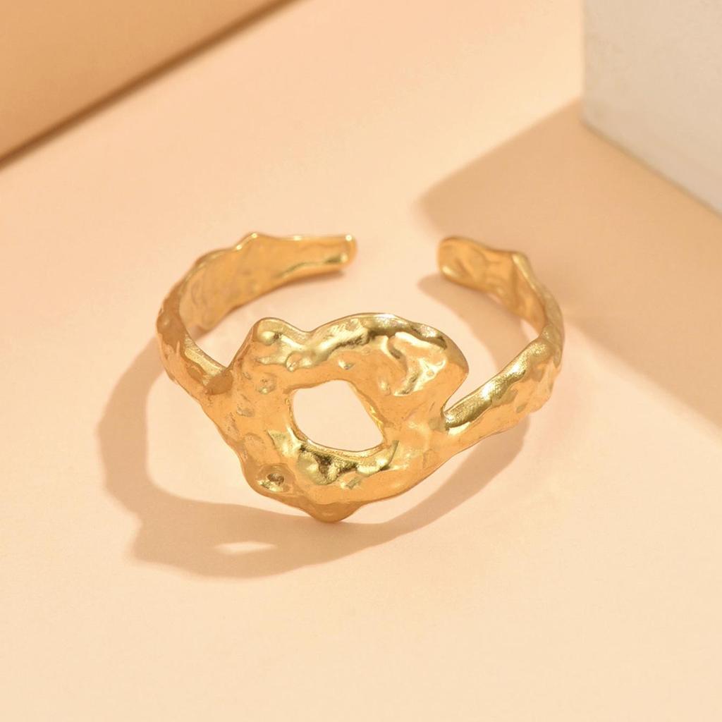 Women's Adjustable Stainless Steel Pleated Texture Ring