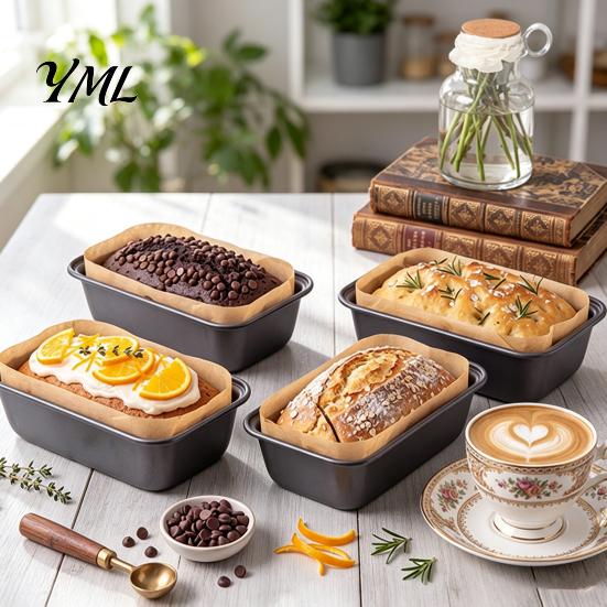 Safe Bread Baking Equipment Rectangle Loaf Pans with Parchment Liners, Nonstick Carbon Steel Easy Clean Non-stick Tin Reusable Bakeware, Heat