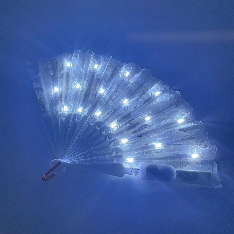 LED Luminous Lace Rose Folding Dance Fan - Chinese Style Wedding Accessory