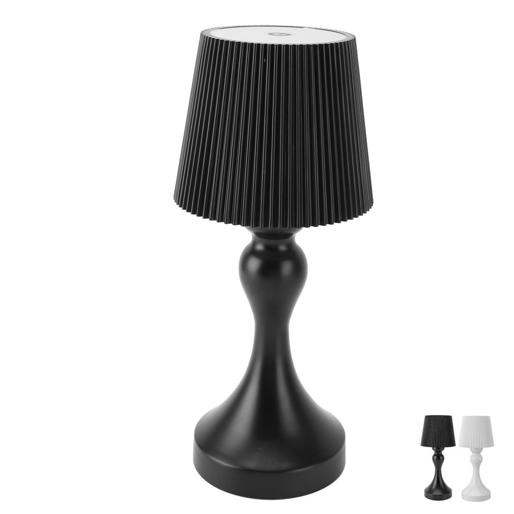 LED Cordless Table Lamp Iron Plastic Pleated Touch Control Stepless Dimmable USB Rechargeable Nights