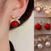 Women's Trendy Elegant Bow Earrings High End Pearl Design Sweet Temperament Fashion Jewelry Accessories