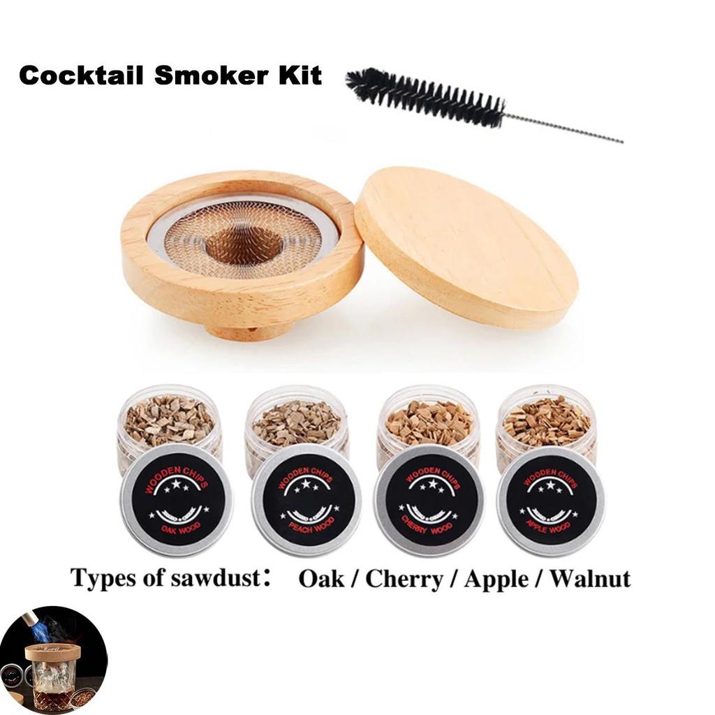 Cocktail Smoker Whiskey for Bar Drinks Kitchen Bartender Tools Wooden Smoked Wood Hood Smoker for Whiskey Alcoholic Drinks Gift 5
