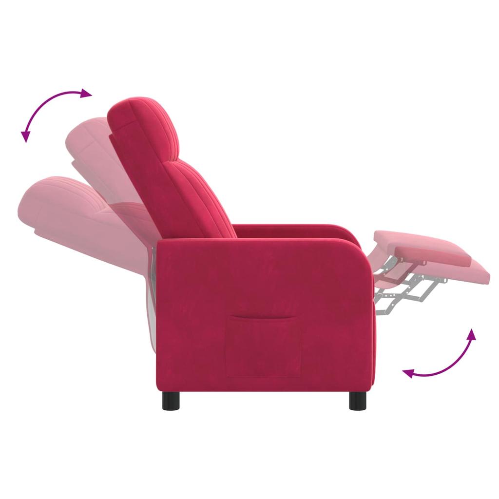 Recliner Chair Wine Red Velvet (V)