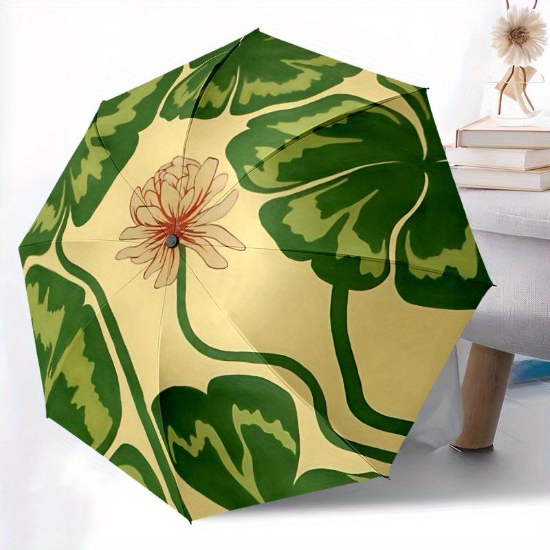 1pc Lotus Leaves Automatic Open/Close Umbrella, Portable Folding Umbrella for Travel, Themed Events, It Is Suitable As a Gift for Various Festivals, O