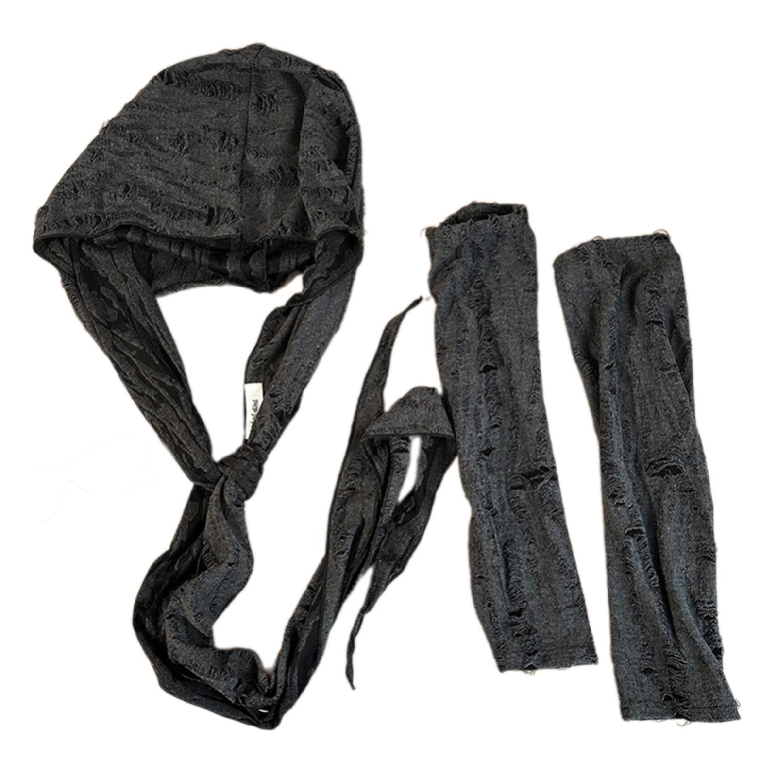 

Платок в стиле панк-пустоши для женщин Длинный капюшон Пояс Галстук Шейный платок Реквизит для фотосессии для девушек Длинный шейный платок Платок с капюшоном Галстук чёрный