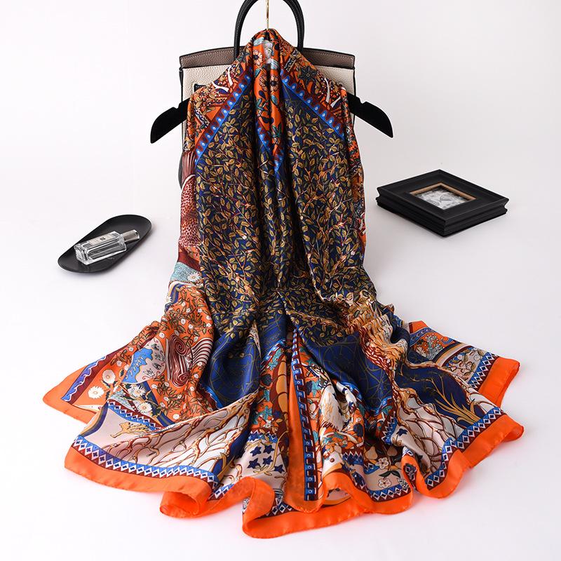 180*90cm Fashion Luxury Brand Scarf Women Shawl  Wrap Spring Muffler Hijab Bufanda Foulard Female Bandana Beach Stoles  Silk