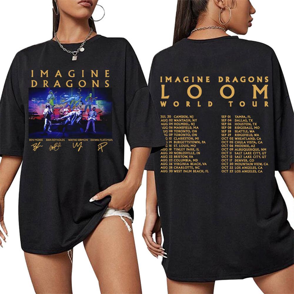 202526 Hot Sale Imagine Dragons Loom World Tour Cover TShirt Mens Womens Leisure Hip Hop Pop Street Cotton TShirt Top