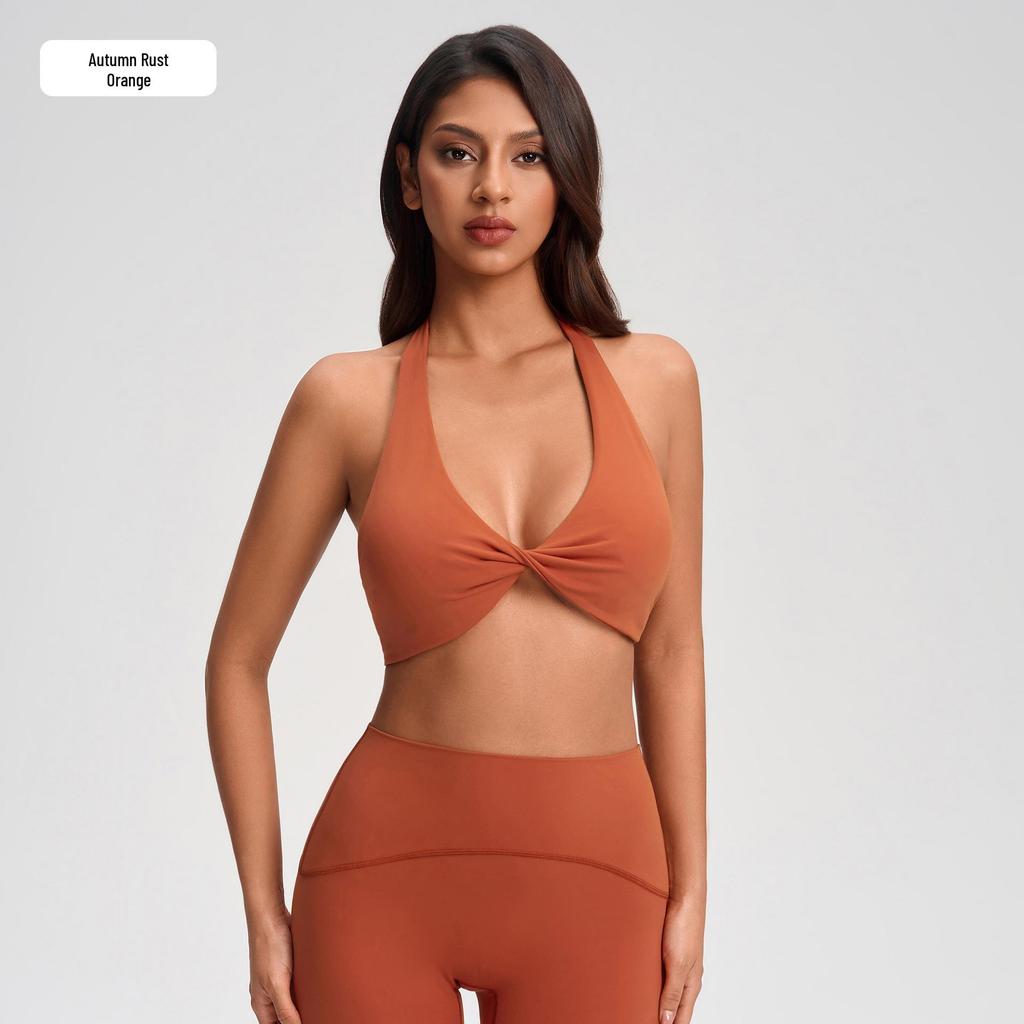 European & American V-neck Halter Backless Wire-free Sports Bra YG-1005