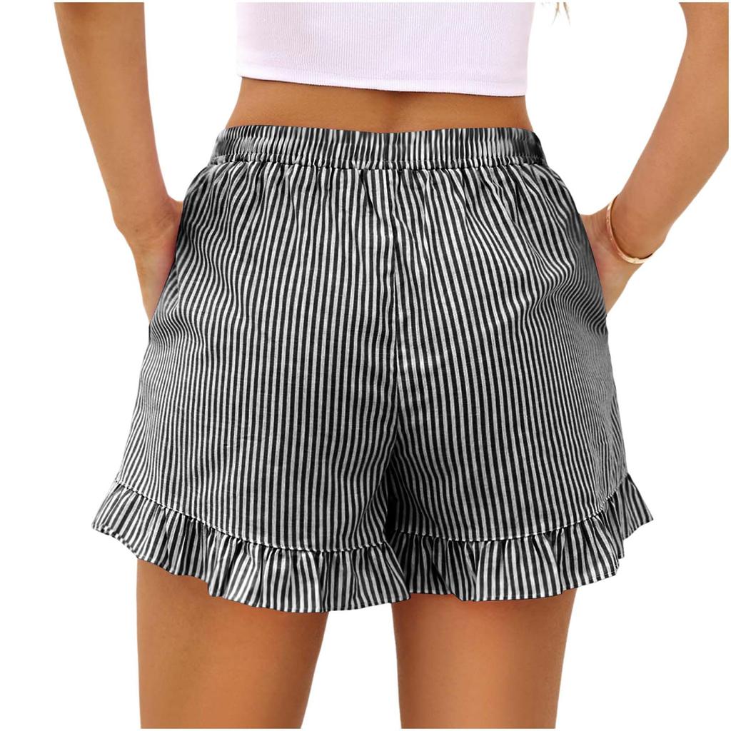 Shorts For Women Striped  Casual Summer Loose Pocket Shorts