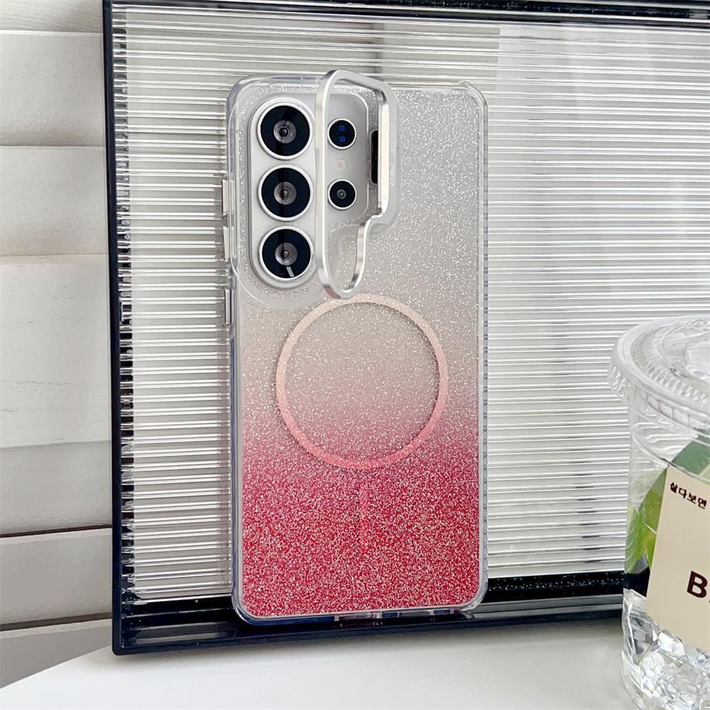 For Magsafe Magnetic Glitter Gradient Color Case for Samsung Galaxy S26 Ultra S25 Edge FE S24 Plus A06 A16 A36 Transparent Cover