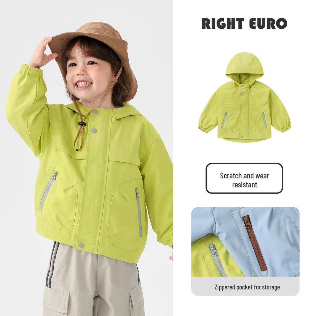 Europäische Jungen-Bergsteigerjacke - Frühjahr 2026 Neue Trendige Kinder-Outdoor-Jacke für Kleinkinder und Kinder