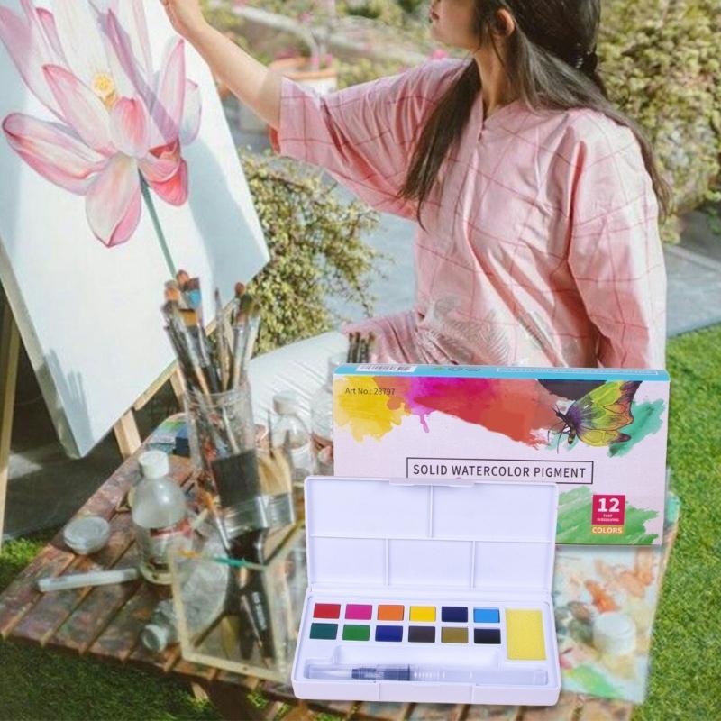 12/18/24/36/48 Colors Travel Water Color Kits Watercolor Paint Set Solid Watercolor Painting Pigment Drawing Supplies