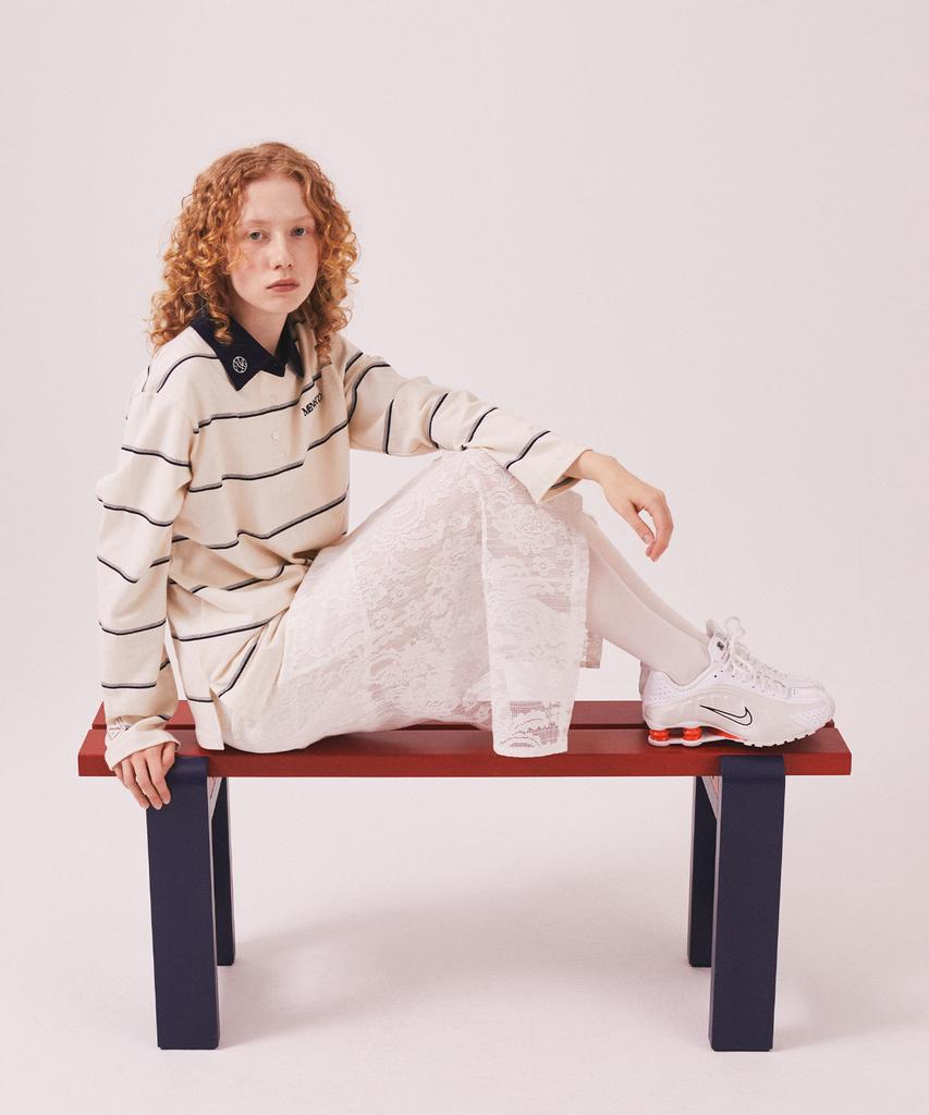 Minasu Mns Striped Cotton Collar T Shirt_Ivory
