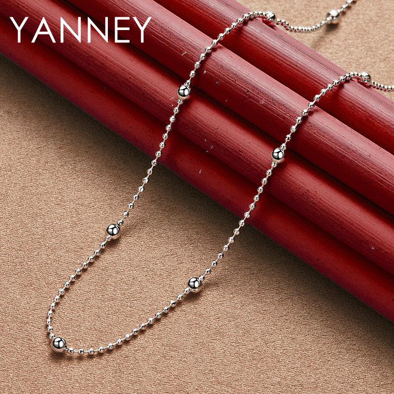 New 925 Sterling Silver 16-24 Inches Sweater Bead Chain Necklace Women Fashion Charm Wedding Party Favors Jewelry