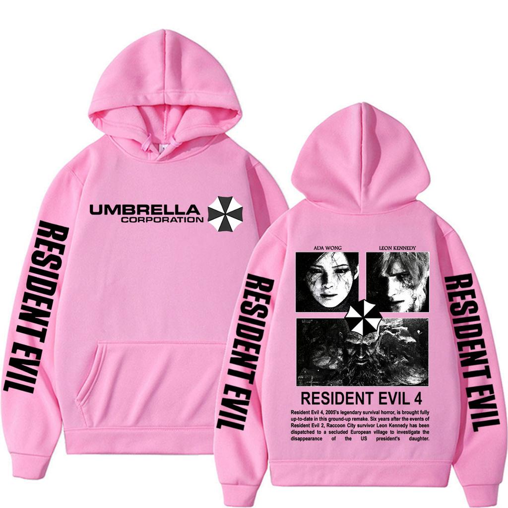 2026 Resident Evil 4 Umbrella Corporation Hoodie Unisex Survival Horror Game Character Print Pullover Sweatshirt Edgy Gamer Casual Tops