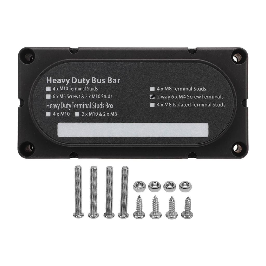 M4 Bus Bar Power Distribution Box 6 Way 300A 12 to 48V Rust Proof for Car Trucks RVs Marine Boats