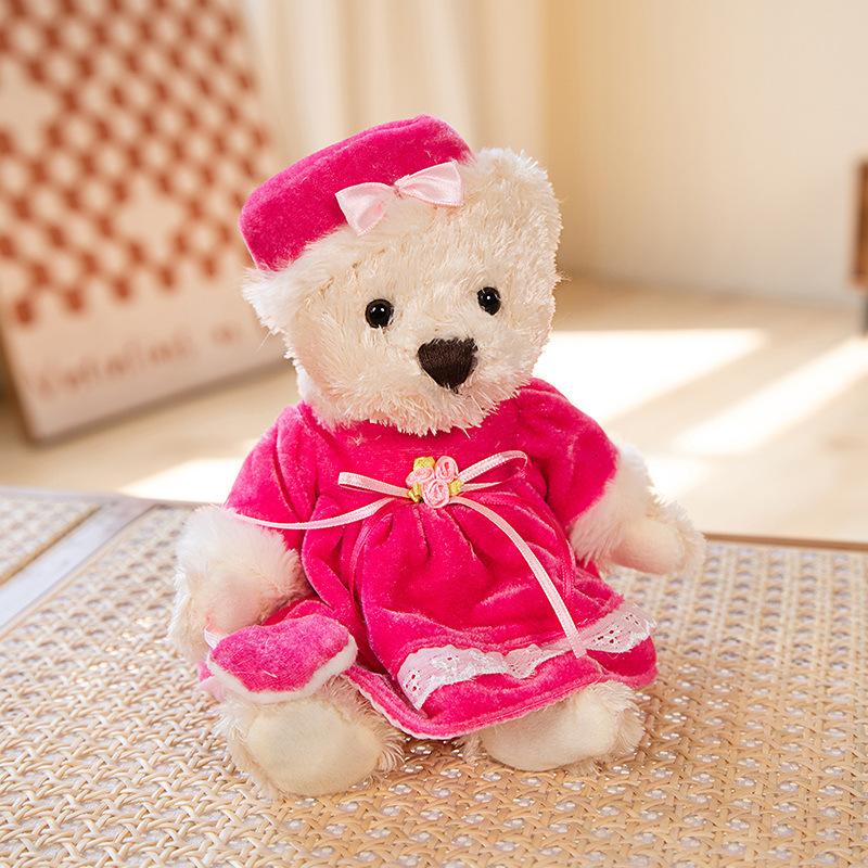Niedlich Niedlich Angezogene Bärenpuppe Plüschtier Pastorales Blumenkleid Teddybärpuppe Puppe