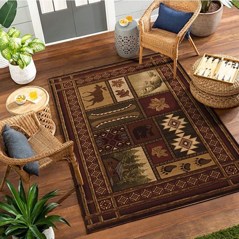 Vintage American Country Carpet for Home Bedroom Floor Decor Large Size Mat Non-slip Coffee Table Area Soft Rug Bathroom Doormat