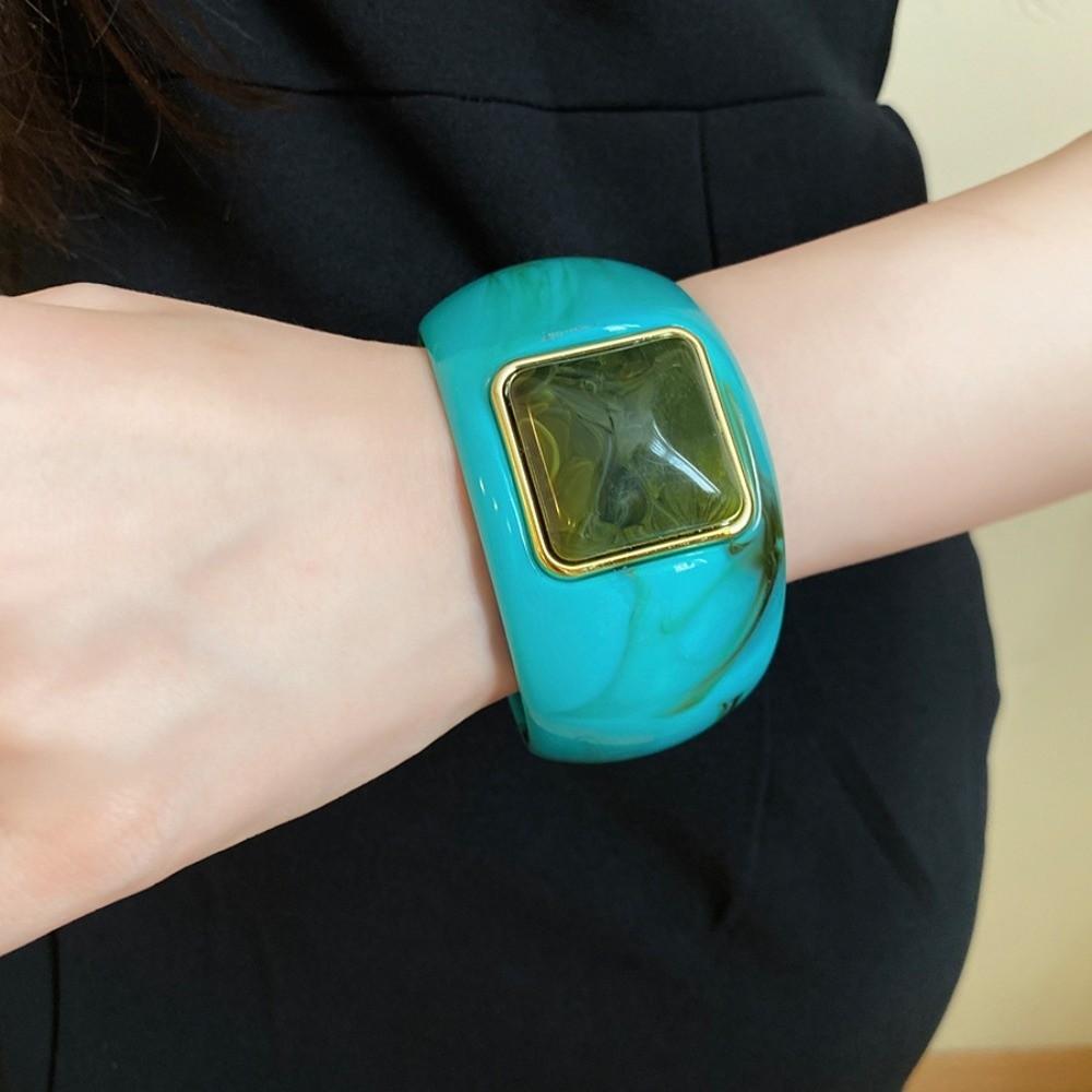 Bohemian Irregular Wide Bracelet Europe American Style Retro Hand Ring Unique Acrylic Bangle Girls