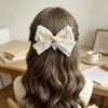 Elegant Mori White Heart Large Lace Bow Hair Clips Women Cross-Border Wholesale Daily Vacation Wedding Fairy Side Bangs Hair Accessories for Her