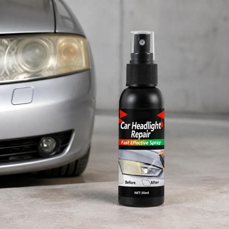 Pump Applicator Car Headlight Repair Liquid, 30 mL Lens Care for Haze, Yellowing, Light Oxidation & Fine Scratches, 1 Bottle for Routine Vehicle Care